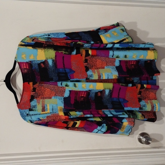 Ali Miles Multicolor Abstract Print Pullover Tunic Top S-Art to Wear Colorful - Picture 7 of 7